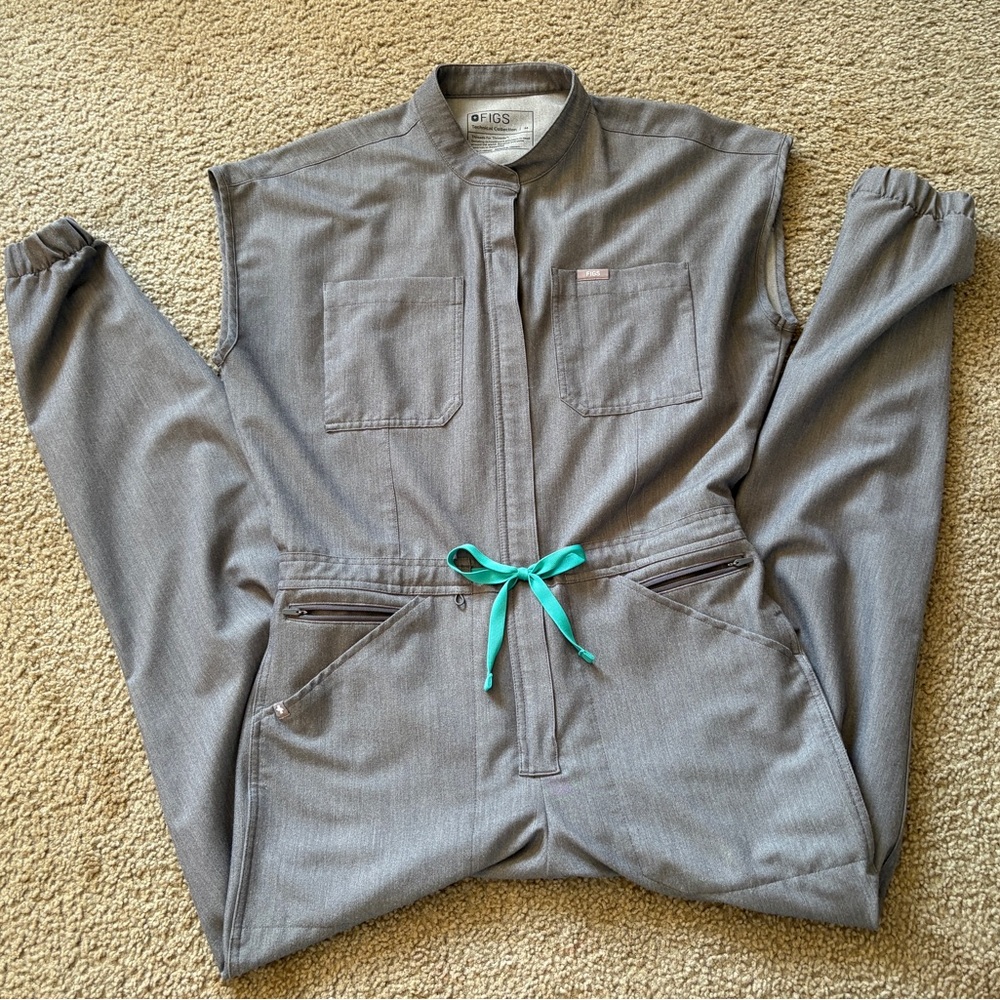 Figs Gray  Scrub Jumpsuit - Picture 3 of 4